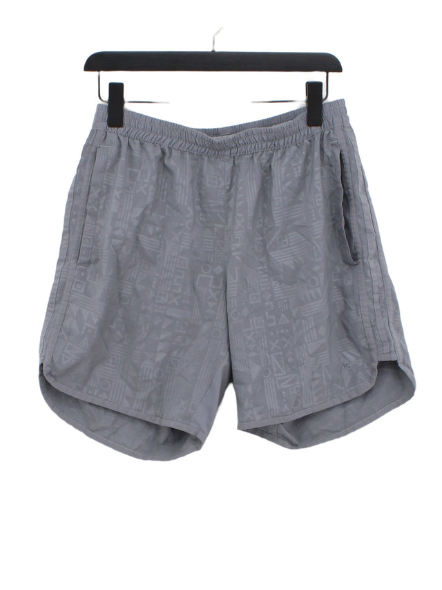 Adidas Men's Shorts W 28 in Grey 100% Polyester