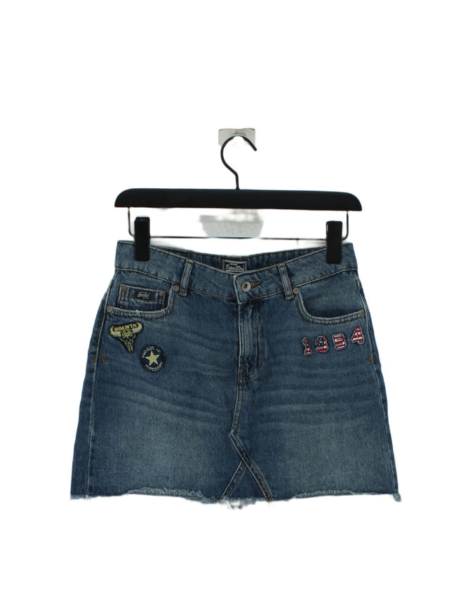 Superdry Women's Mini Skirt XS Blue 100% Cotton