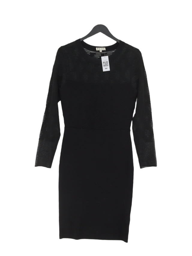 Reiss Women's Midi Dress UK 10 Black Nylon with Elastane, Viscose