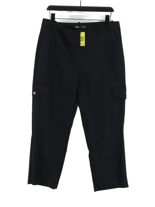 Zara Women's Suit Trousers XL Black Cotton with Elastane, Polyester