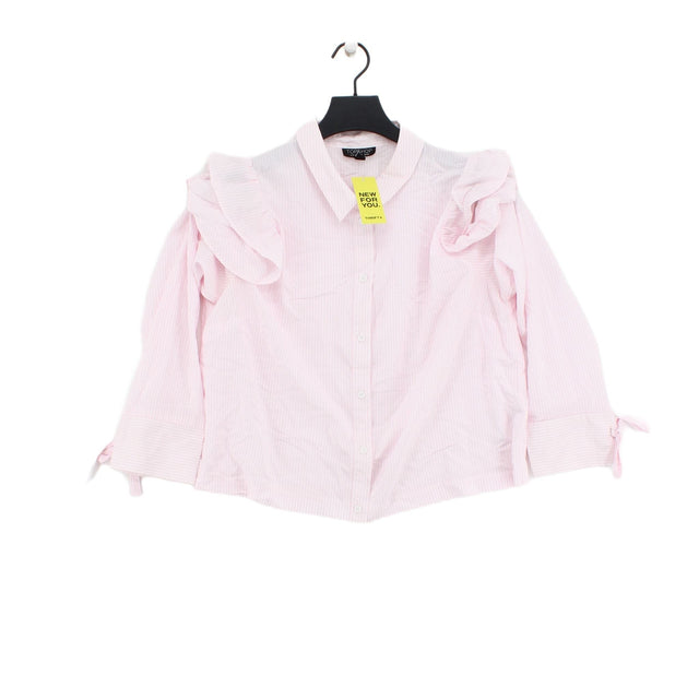 Topshop Women's Shirt UK 16 Pink Viscose with Polyester