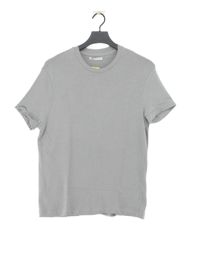 Zara Women's T-Shirt M Grey 100% Cotton