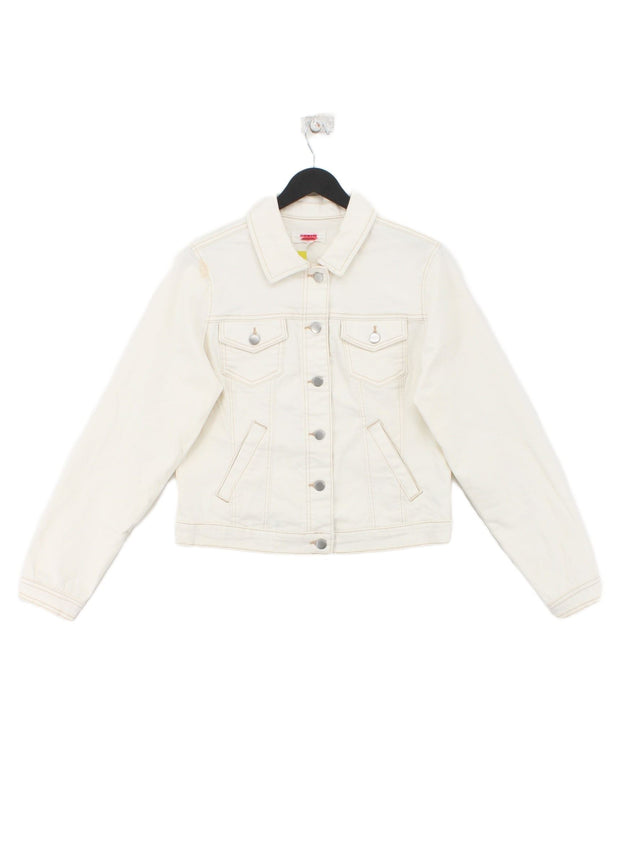 Monsoon Women's Jacket UK 10 Cream Cotton with Elastane