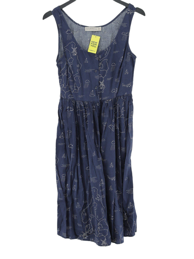 Sugarhill Women's Midi Dress UK 10 Blue 100% Cotton