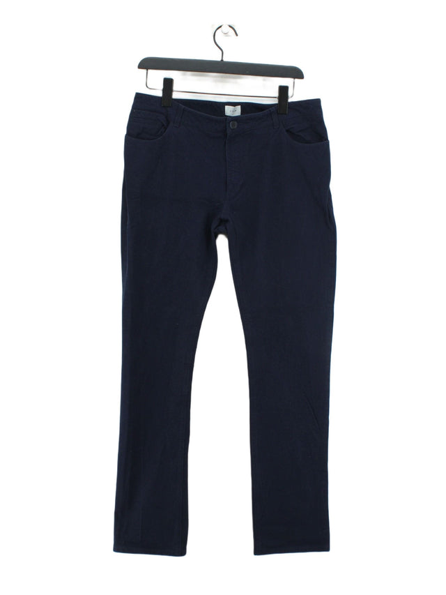 Jigsaw Women's Suit Trousers UK 14 Blue Viscose with Cotton, Elastane