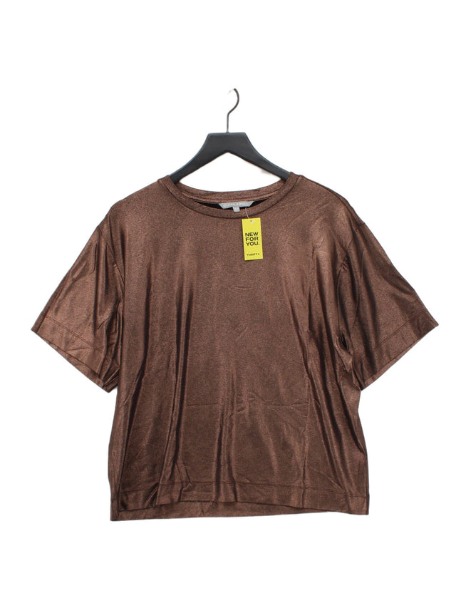 Oliver Bonas Women's T-Shirt UK 12 Brown Viscose with Elastane