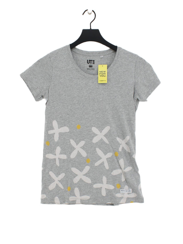 Uniqlo Women's T-Shirt S Grey Cotton with Lyocell Modal