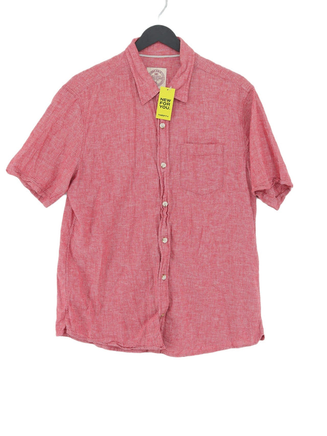 FatFace Men's Shirt M Pink Linen with Cotton