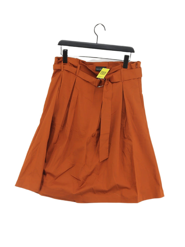 Next Women's Midi Skirt UK 14 Brown Cotton with Elastane