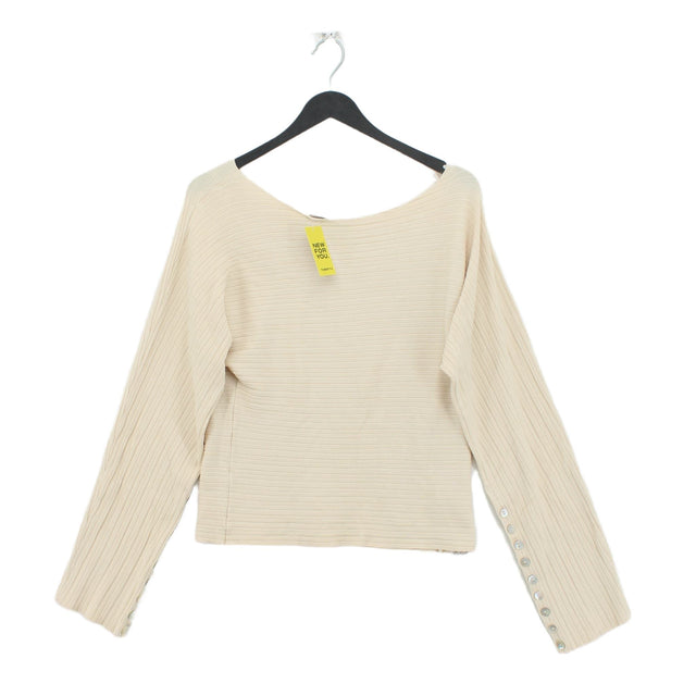 Zara Women's Jumper S Cream 100% Cotton