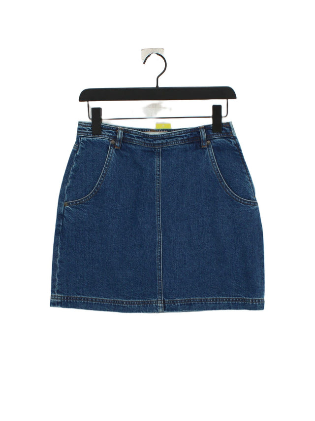 FatFace Women's Mini Skirt UK 8 Blue 100% Cotton