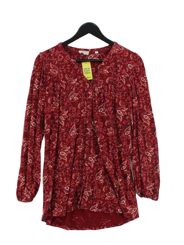 FatFace Women's Top UK 8 Red Cotton with Lyocell Modal