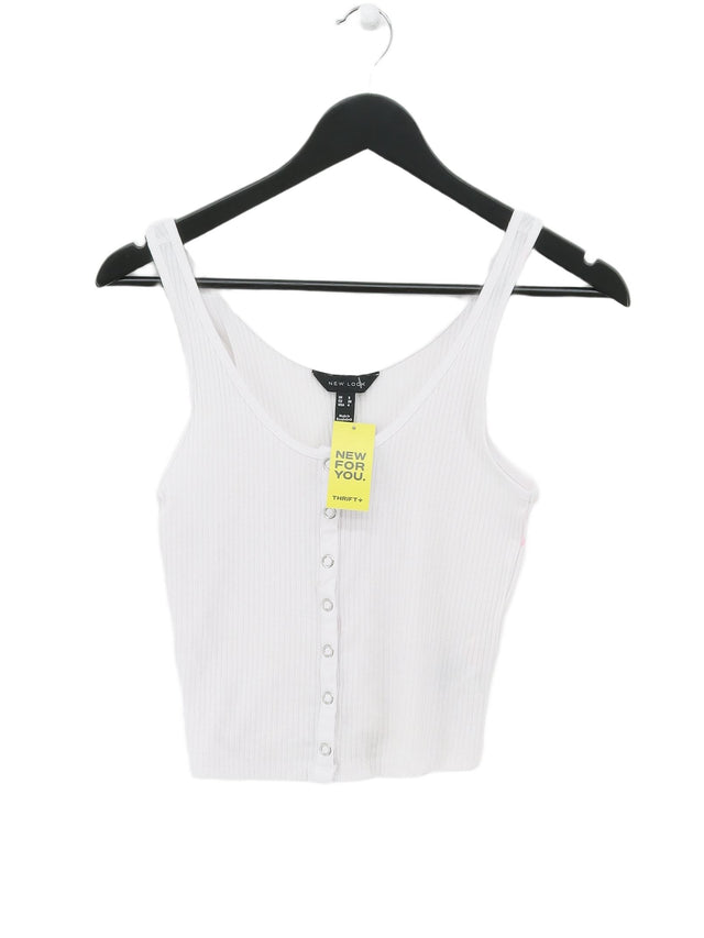New Look Women's Top UK 8 White Polyester with Cotton, Elastane