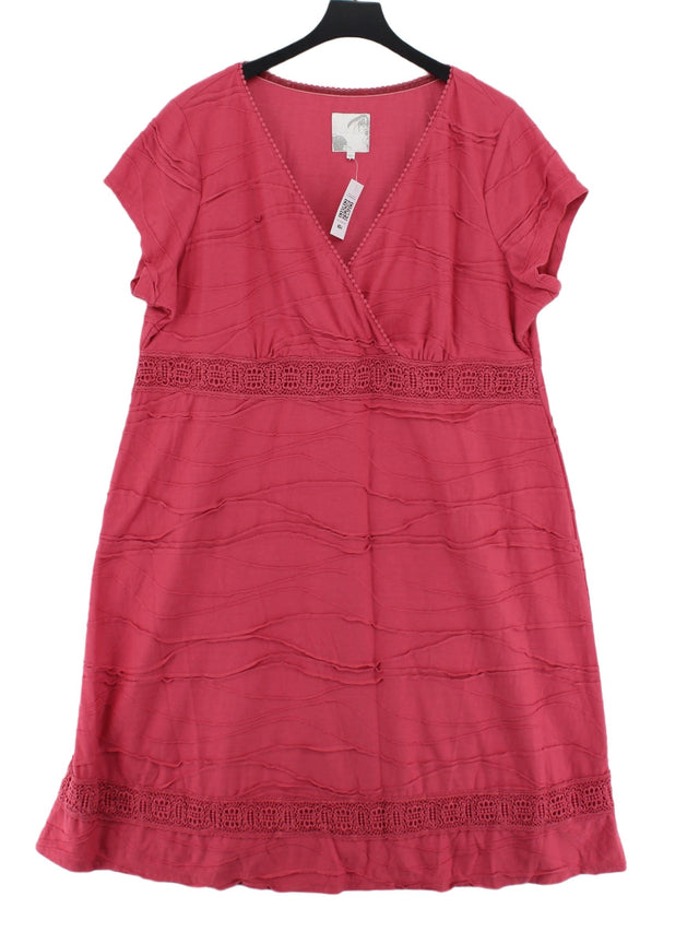 John Rocha Women's Midi Dress UK 22 Pink Polyester with Viscose