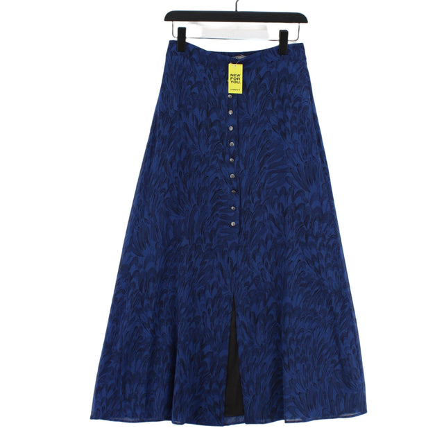 Mint Velvet Women's Midi Skirt UK 8 Blue Polyester with Elastane