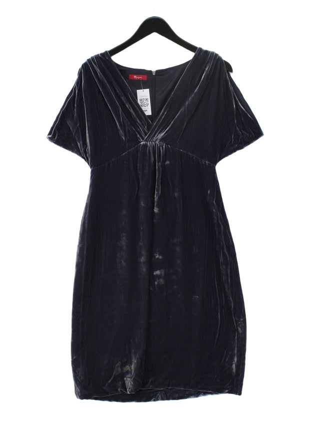 Monsoon Women's Midi Dress M Blue Silk with Polyester, Viscose