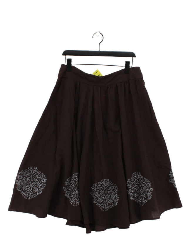 Farhi Women's Midi Skirt UK 14 Brown 100% Wool