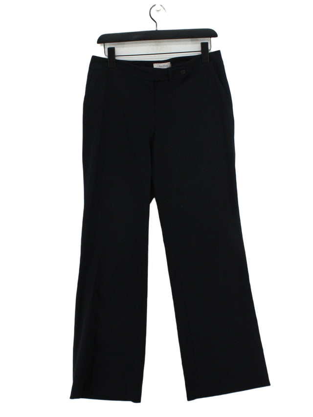 Calvin Klein Women's Suit Trousers UK 6 Blue Polyester with Rayon, Spandex