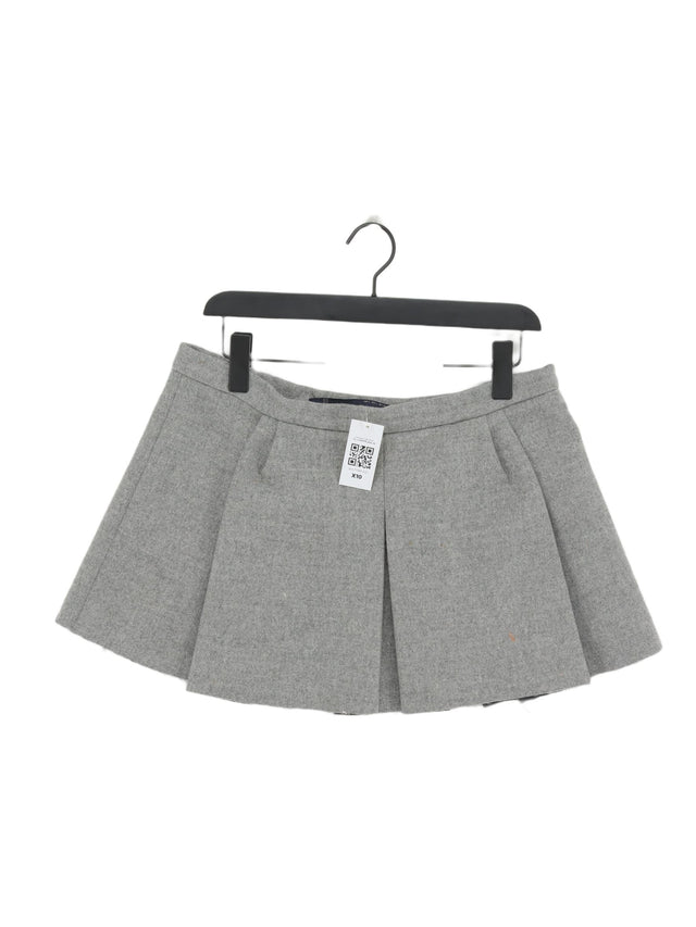 Zara Women's Mini Skirt L Grey Polyester with Elastane, Polyamide, Viscose, Wool