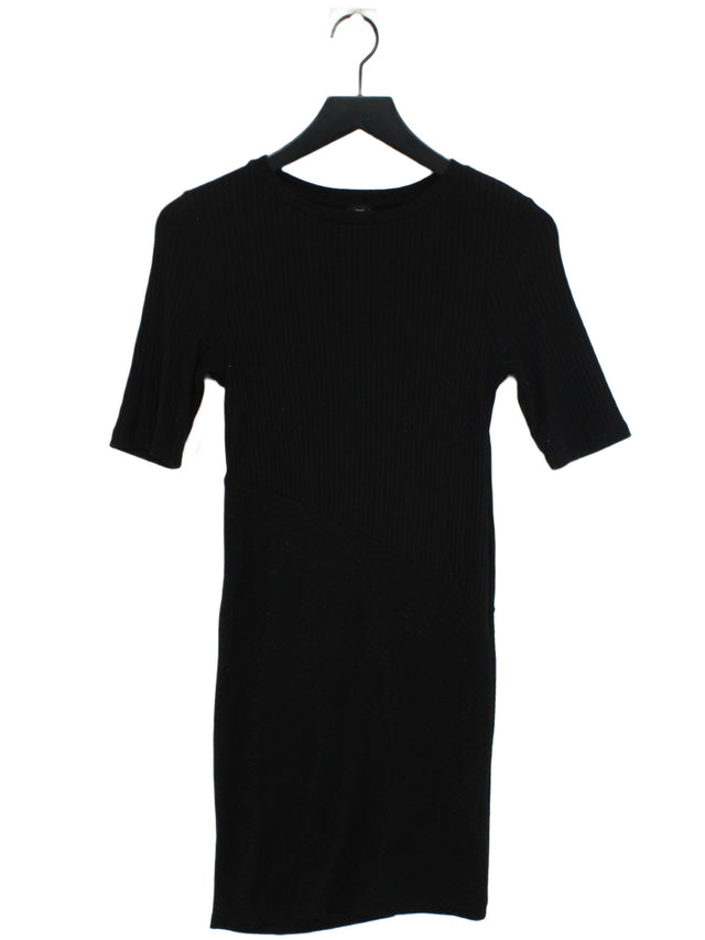 River Island Women's Midi Dress UK 10 Black Viscose with Rayon