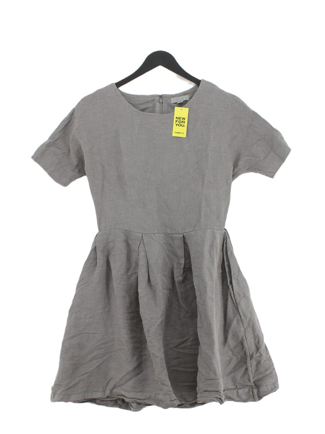 COS Women's Midi Dress UK 8 Grey Linen with Viscose