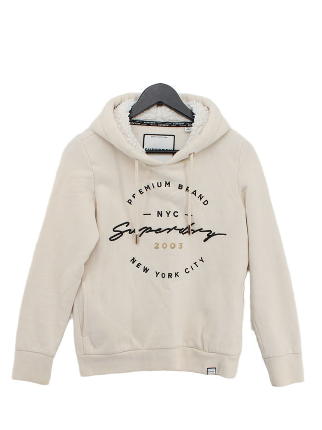 Superdry Women's Hoodie UK 10 Cream Cotton with Polyester