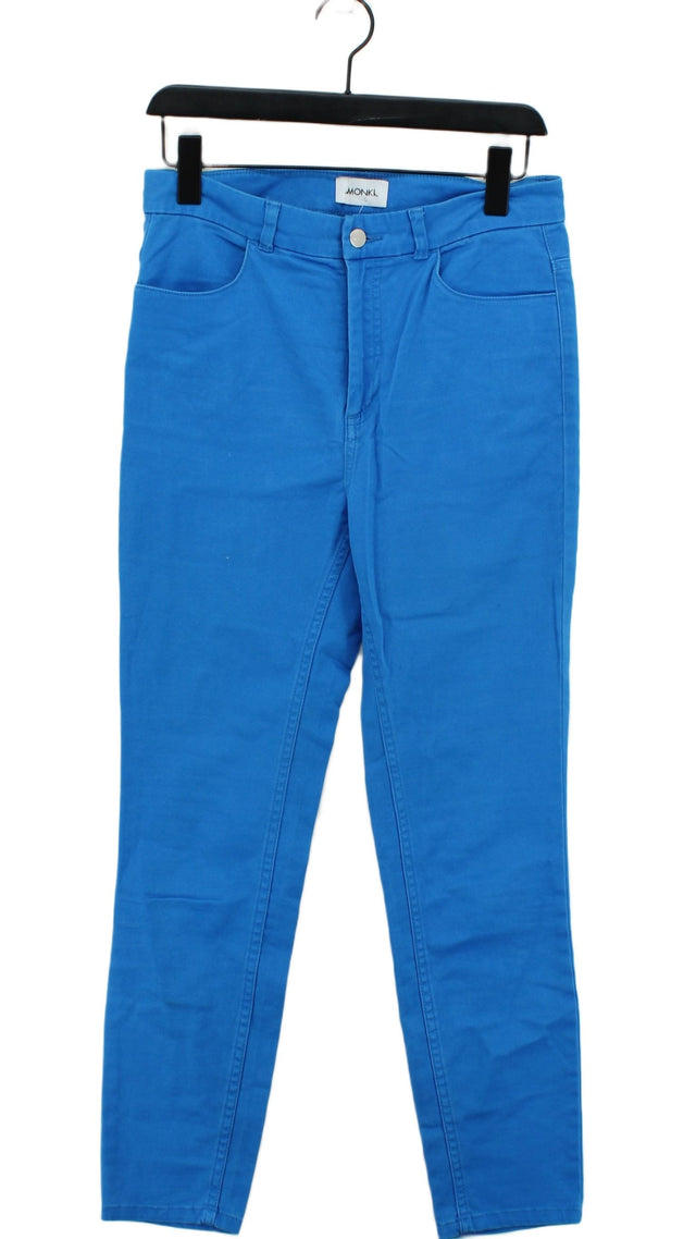 Monki Women's Trousers UK 10 Blue Cotton with Elastane