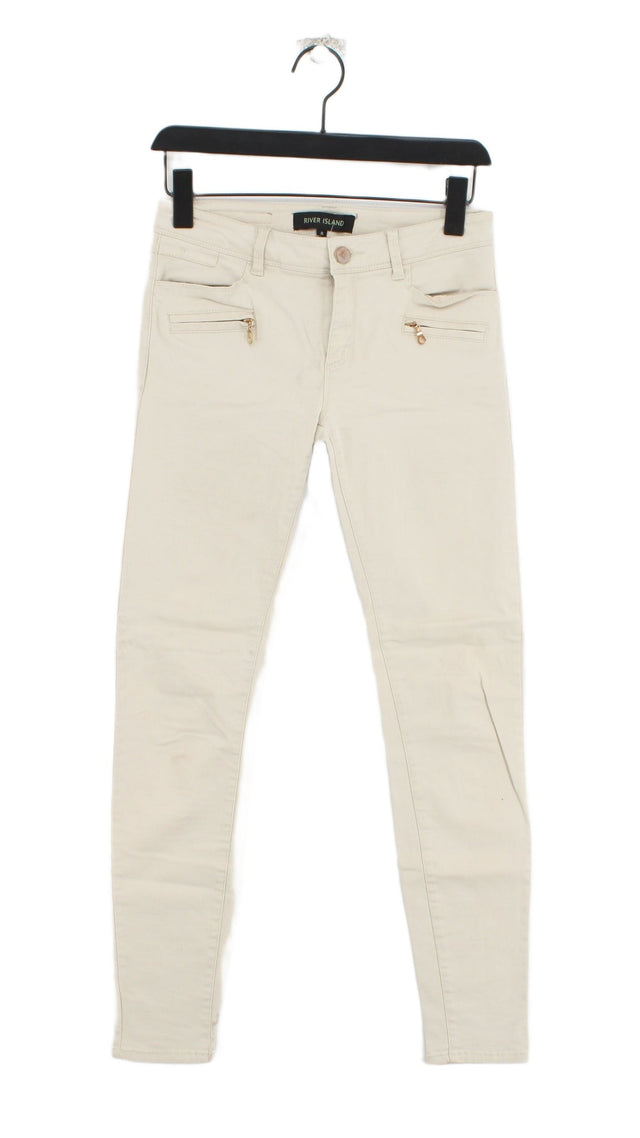 River Island Women's Jeans UK 8 Cream Cotton with Elastane