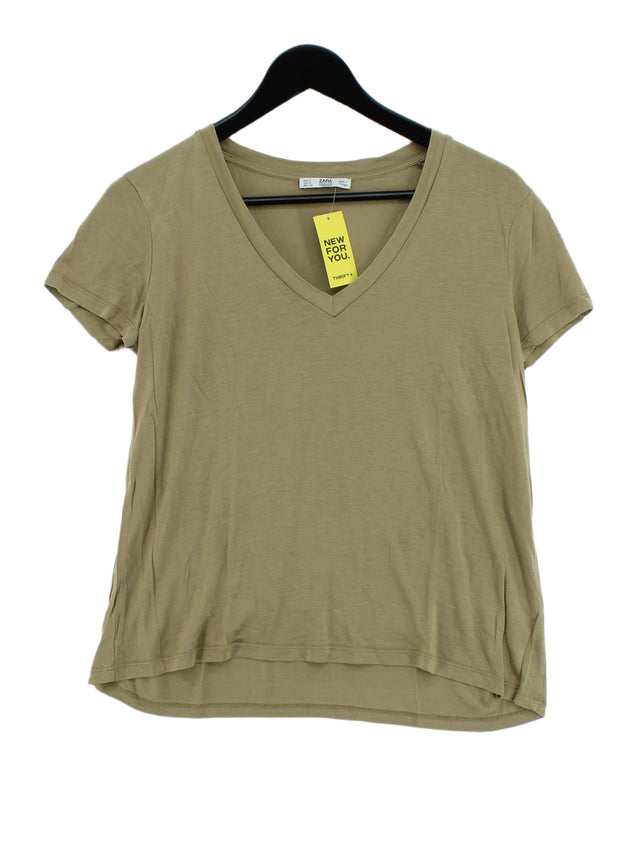 Zara Women's T-Shirt S Green 100% Lyocell Modal