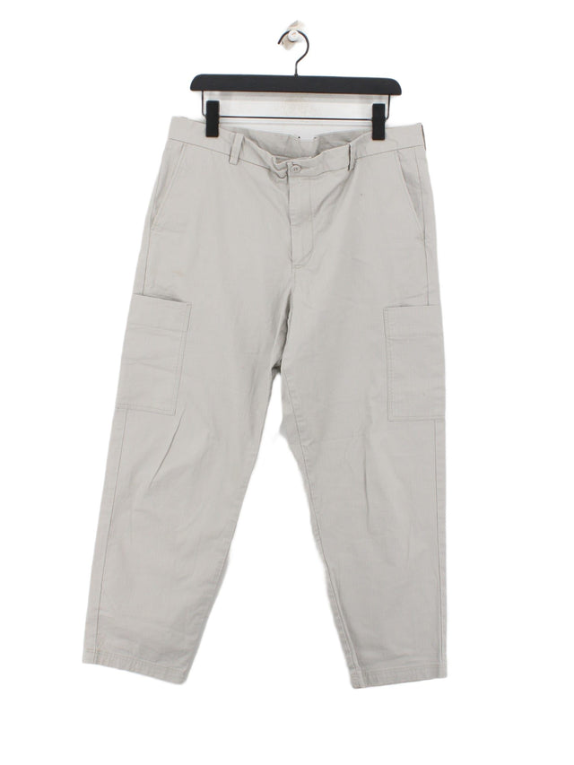 MNG Men's Trousers W 36 in Grey Cotton with Elastane