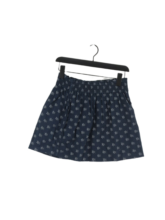 Jack Wills Women's Midi Skirt UK 8 Blue 100% Cotton