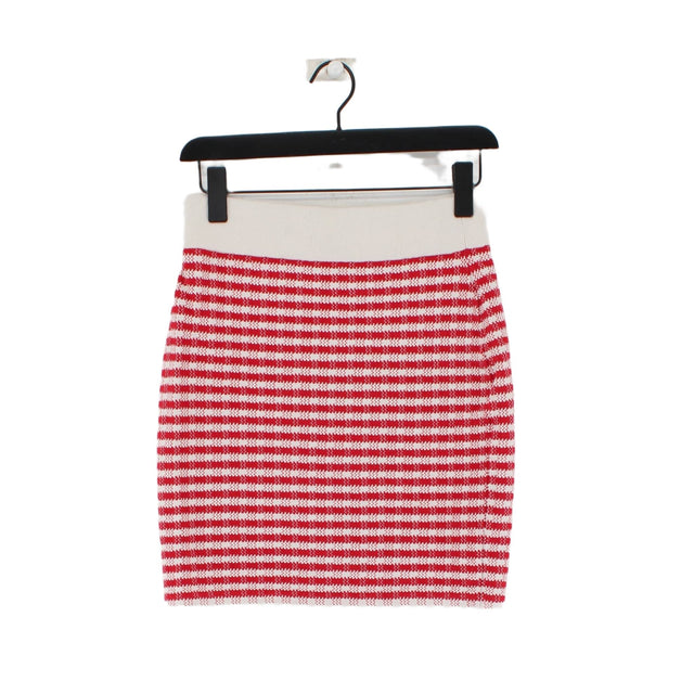 & Other Stories Women's Midi Skirt S Red Cotton with Silk