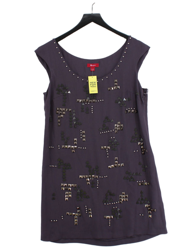 Monsoon Women's Midi Dress UK 14 Purple 100% Polyester