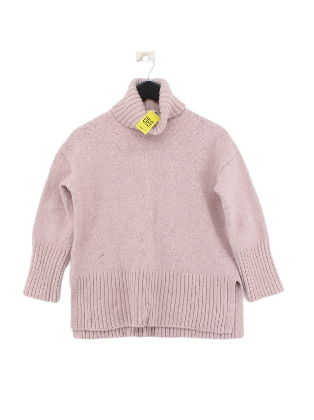 The White Company Women's Jumper M Pink Wool with Cotton, Nylon