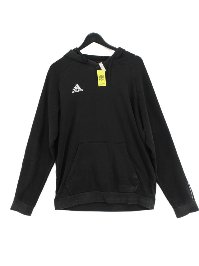 Adidas Women's Hoodie L Black Cotton with Polyester, Spandex