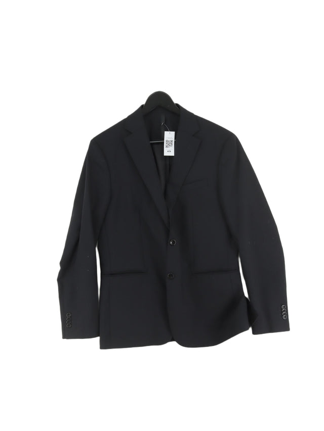 Mango Men's Blazer Chest: 40 in Black Wool with Elastane, Polyester