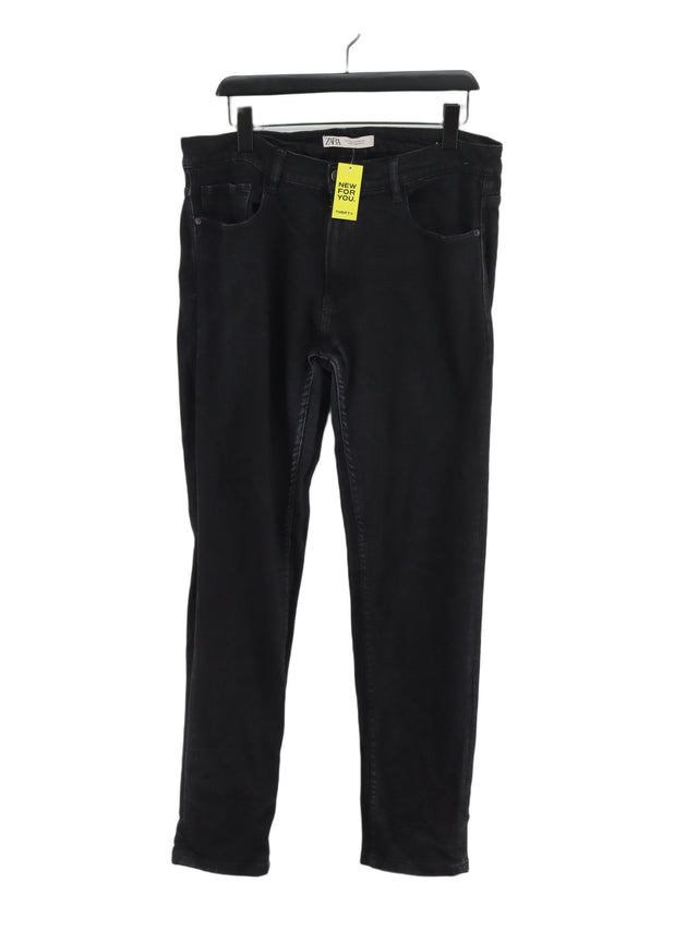 Zara Men's Jeans W 36 in Black Cotton with Elastane