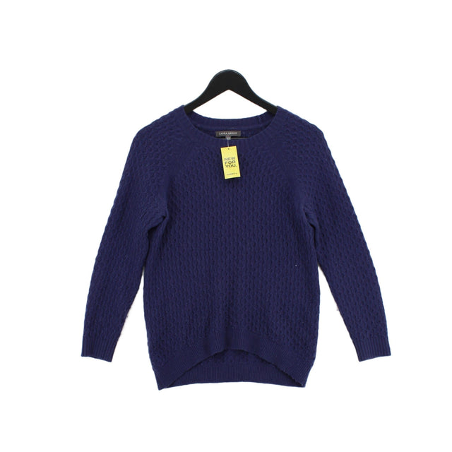 Laura Ashley Women's Jumper UK 10 Blue Wool with Other