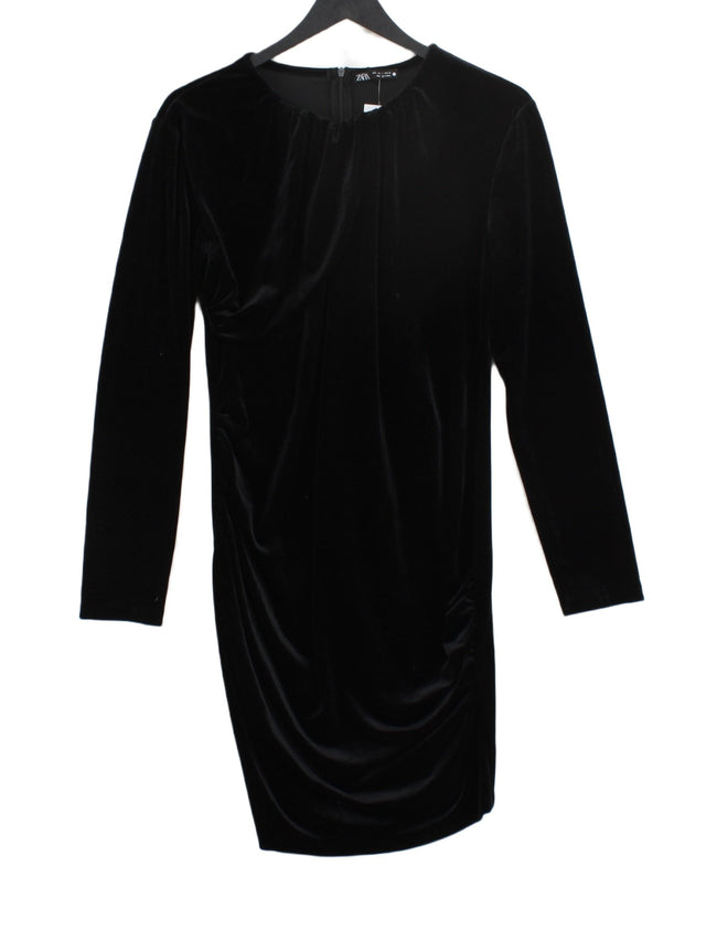 Zara Women's Midi Dress L Black Polyester with Elastane
