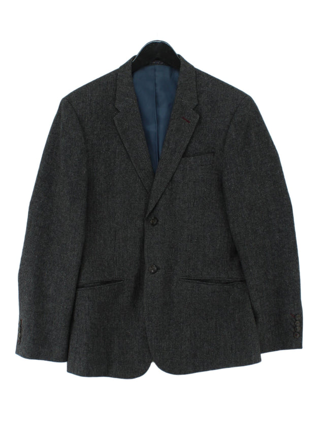 John Rocha Men's Blazer Chest: 38 in Grey Polyester with Acrylic, Nylon, Wool