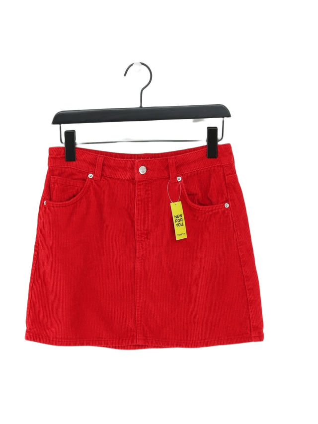 Topshop Women's Mini Skirt UK 10 Red 100% Cotton