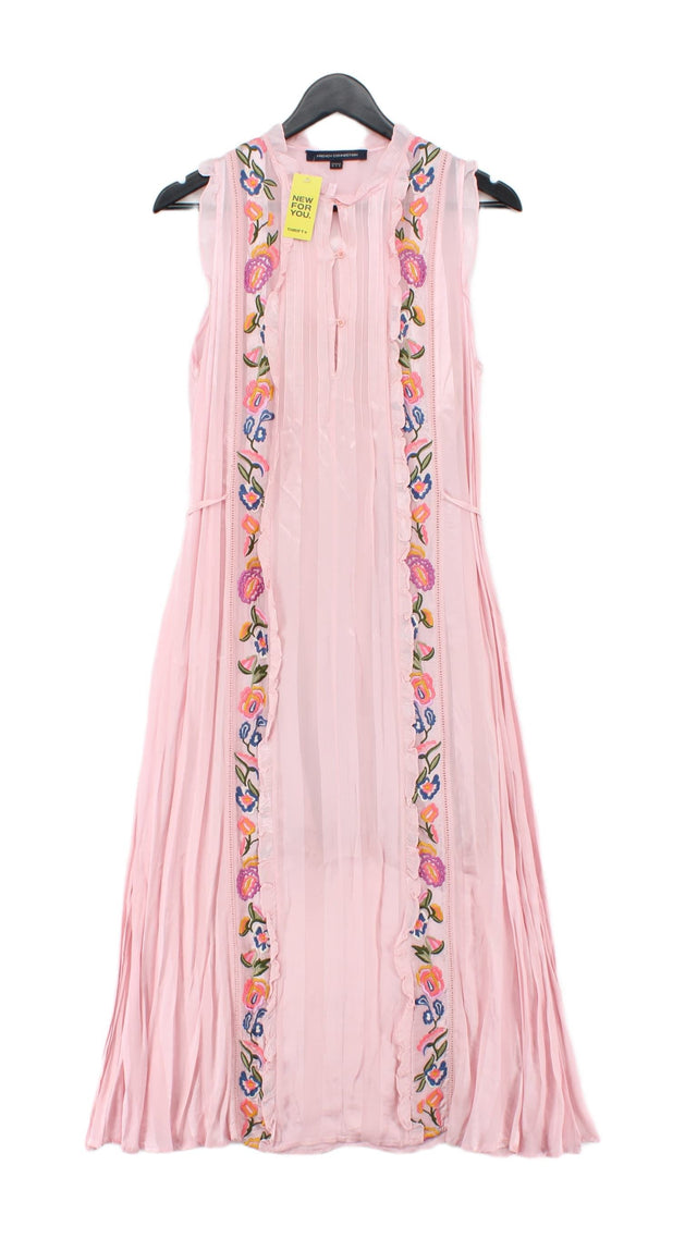 French Connection Women's Maxi Dress UK 10 Pink Viscose with Polyester, Rayon