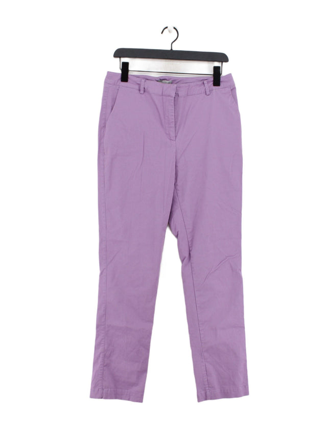 Pure Collection Women's Trousers UK 12 Purple Cotton with Elastane