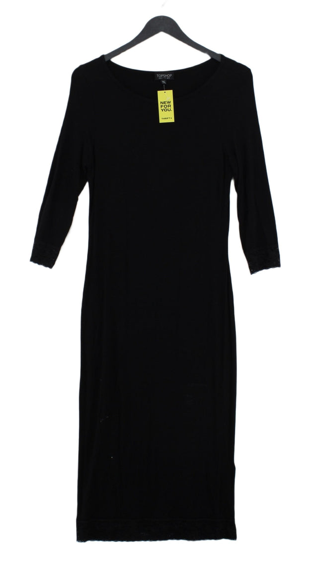 Topshop Women's Midi Dress UK 12 Black Elastane with Viscose