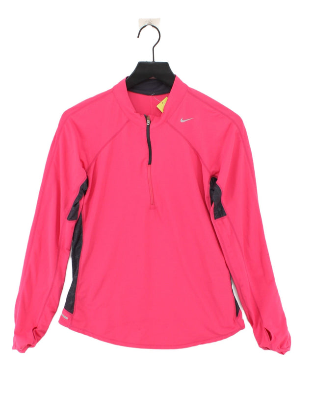 Nike Women's Hoodie L Pink Polyester with Elastane