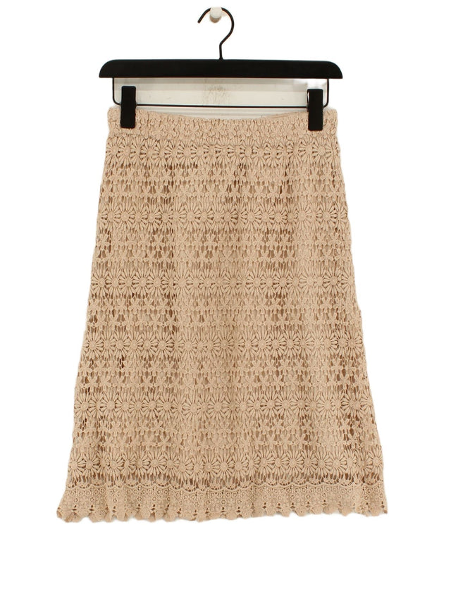Zara Women's Midi Skirt M Tan 100% Cotton