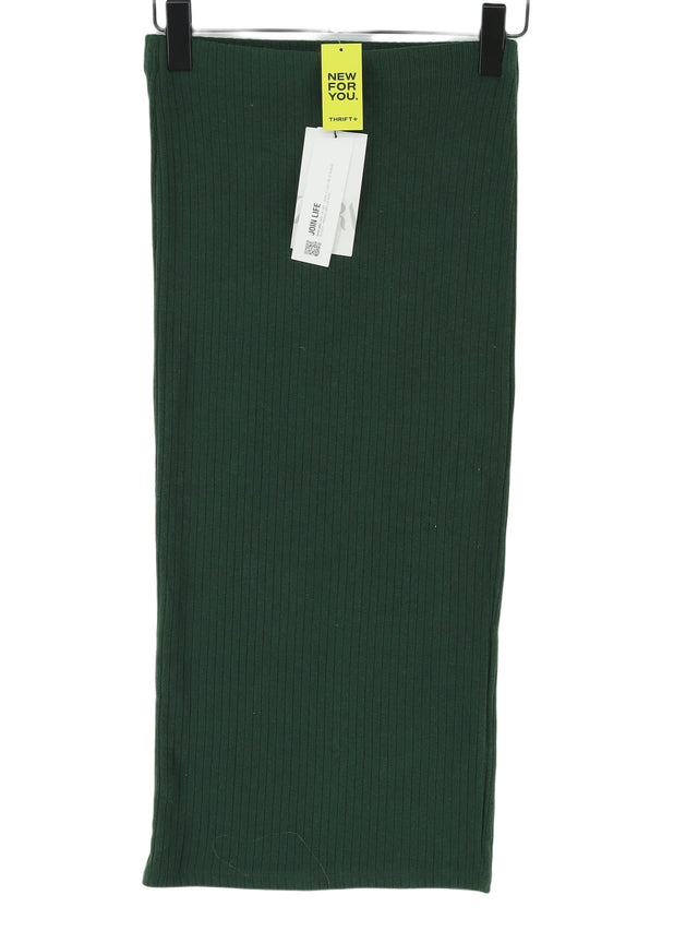 Zara Women's Midi Skirt S Green Viscose with Polyamide, Polyester