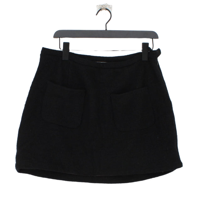 Hush Women's Midi Skirt UK 14 Black 100% Wool