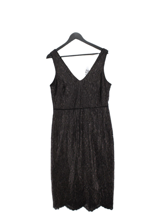 Oasis Women's Midi Dress UK 14 Black Polyamide with Cotton, Polyester