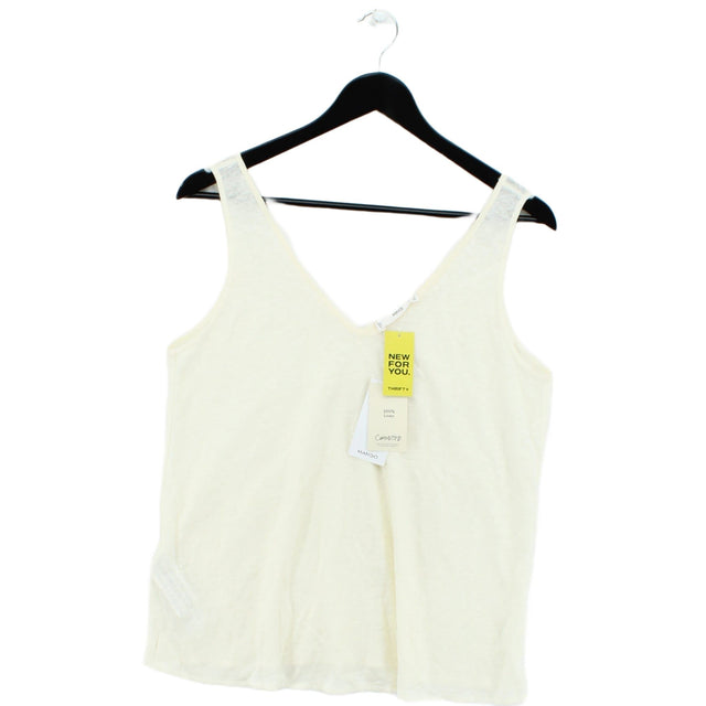 MNG Women's T-Shirt M Cream 100% Linen